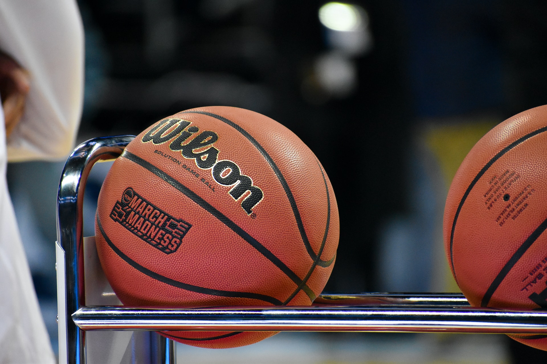 basketballs on a rack