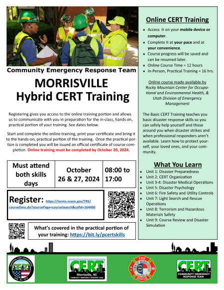 Info for Fall 2024 CERT Hybrid Training